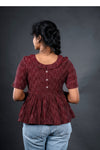 Maroon Ikat Peter Pan Collor short top