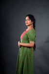 Green Jacquard with Mangalagiri Yoke - Jugalbandi Kurta