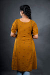 Mustard Jacquard with Mangalagiri Yoke - Jugalbandi Kurta