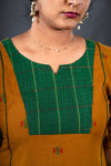 Mustard Jacquard with Mangalagiri Yoke - Jugalbandi Kurta