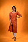 Golden brown Jamdani Kurta with Dori