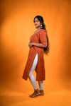 Golden brown Jamdani Kurta with Dori