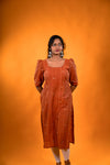 Golden brown Jamdani Kurta with Dori