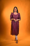 Kurta with Dori Wine Red
