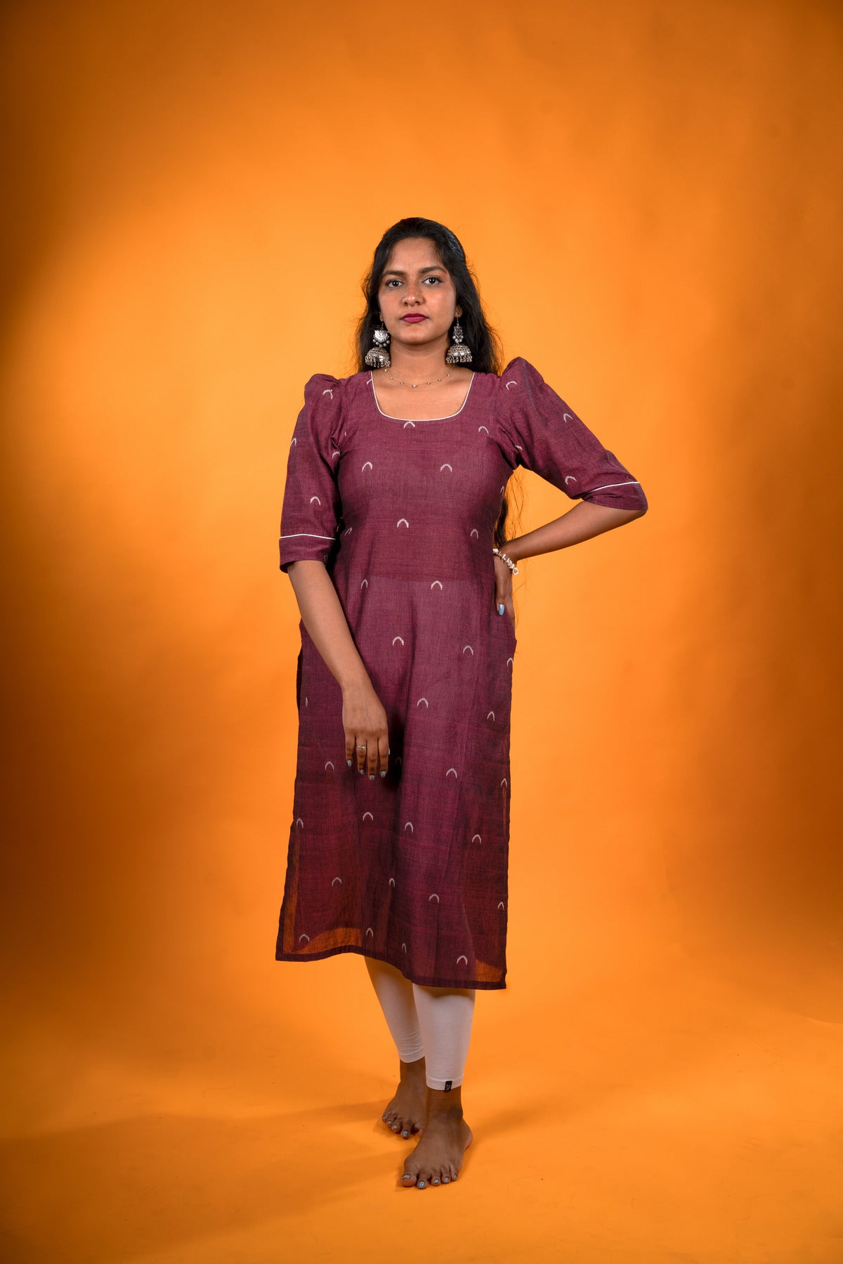 Kurta with Dori Wine Red