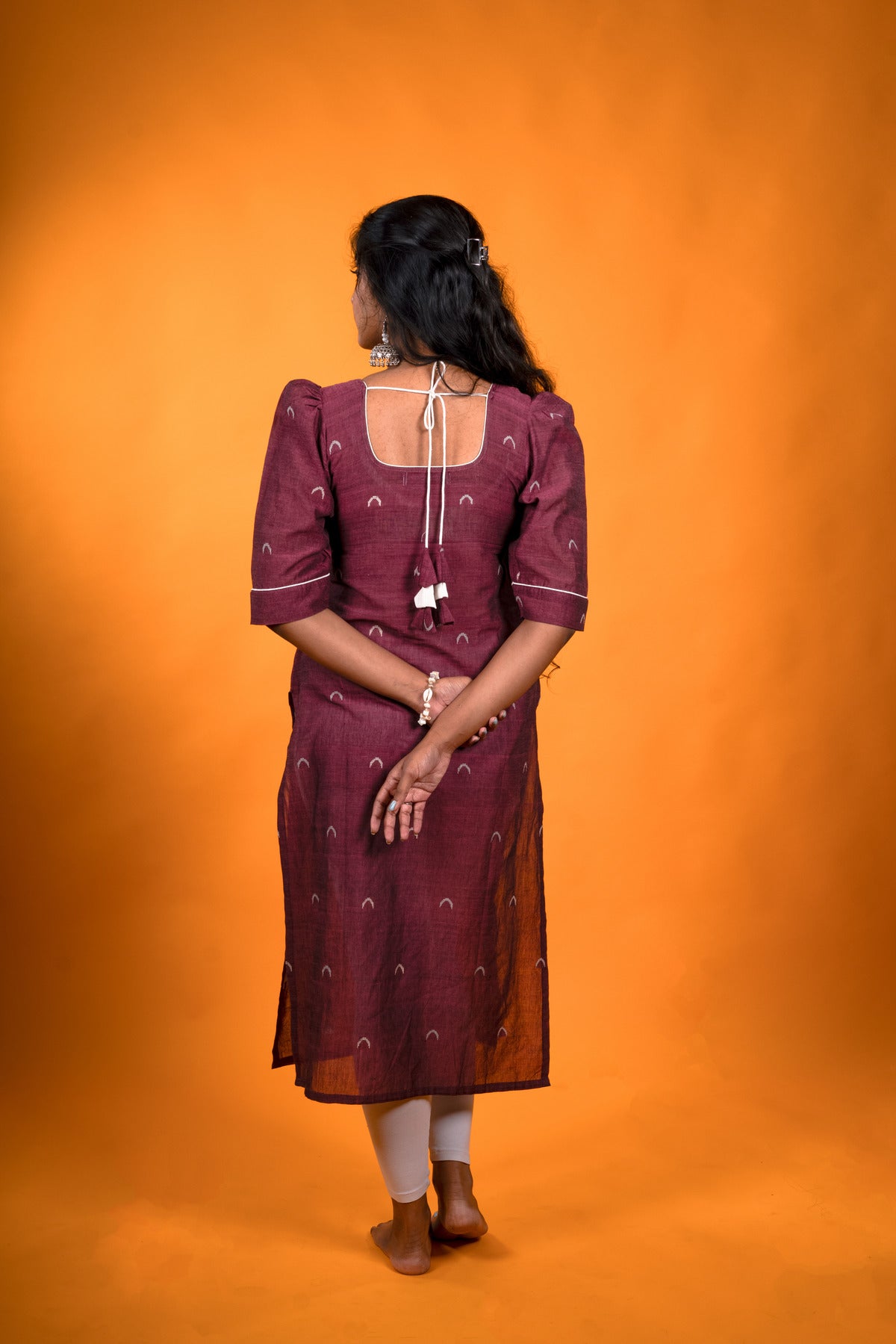 Kurta with Dori Wine Red