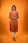 Golden brown Mangalagiri handwork Kurta
