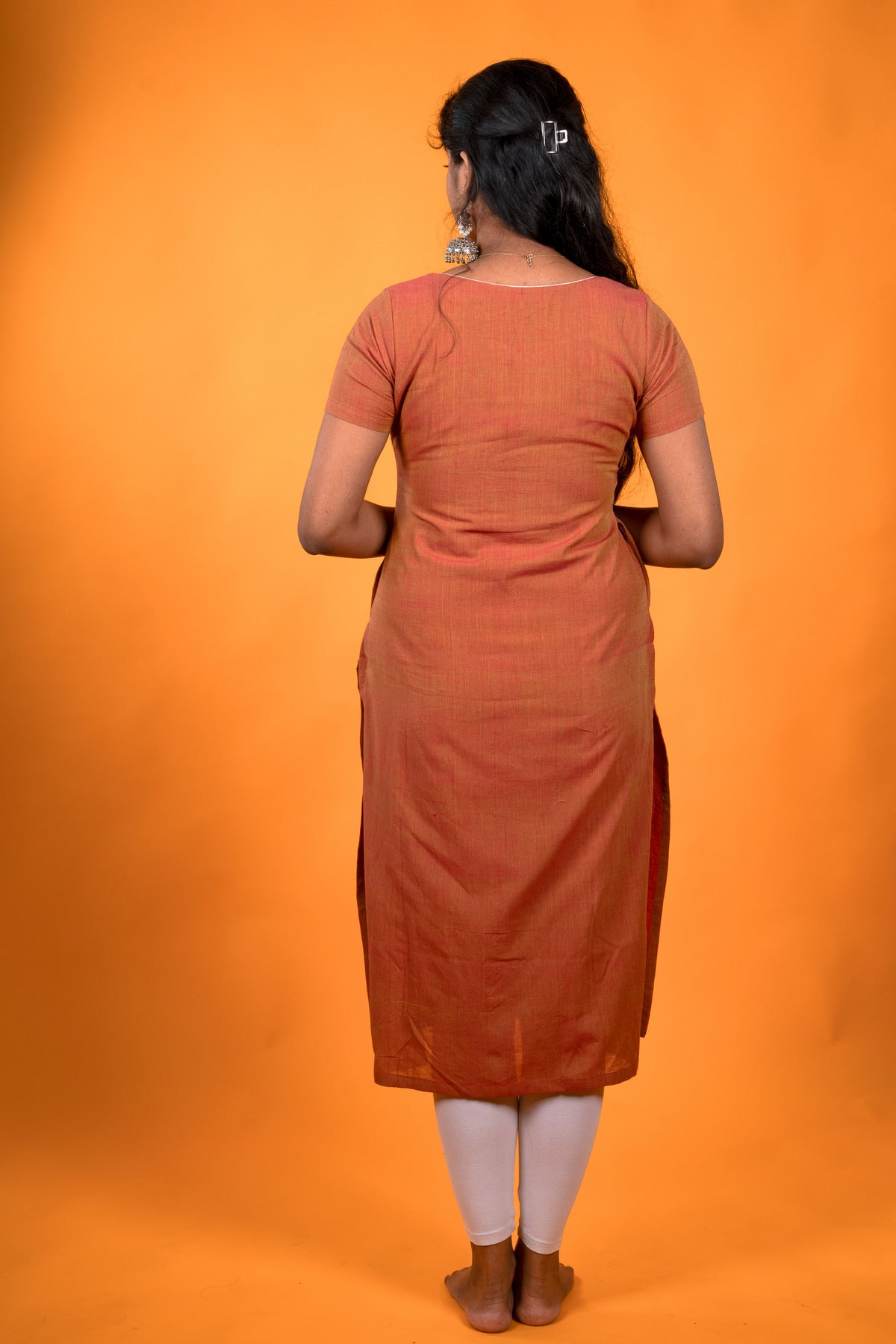 Golden brown Mangalagiri handwork Kurta