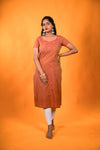 Golden brown Mangalagiri handwork Kurta