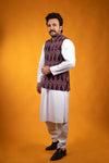 Dark Purple Ikat Nehru Jacket