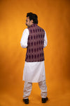 Dark Purple Ikat Nehru Jacket