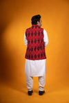 Dark Red Ikat Nehru Jacket