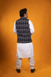 Grey Blue Ikat Nehru Jacket