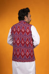 Pink and Red Ikat Nehru Jacket