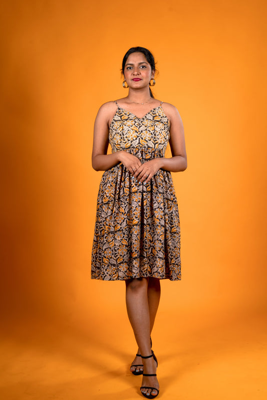 Yellow Kalamkari dress - Lilly
