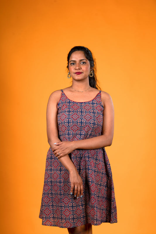 Purple Ajrak Print dress - Mallika