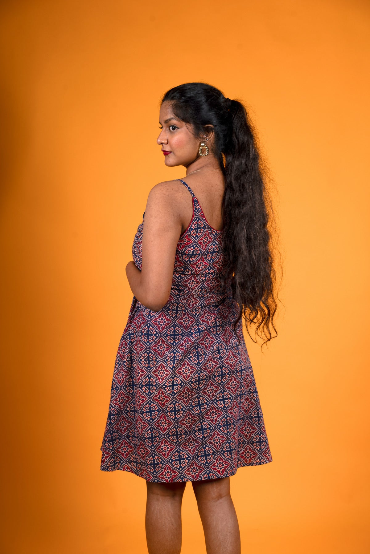 Purple Ajrak Print dress - Mallika