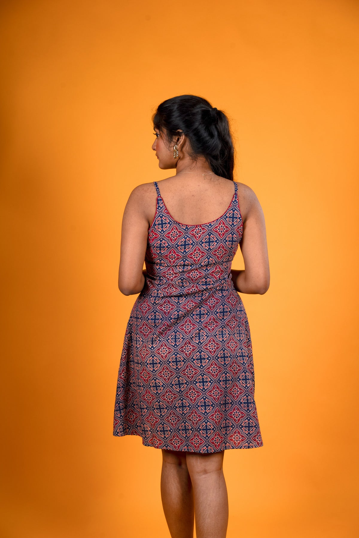 Purple Ajrak Print dress - Mallika