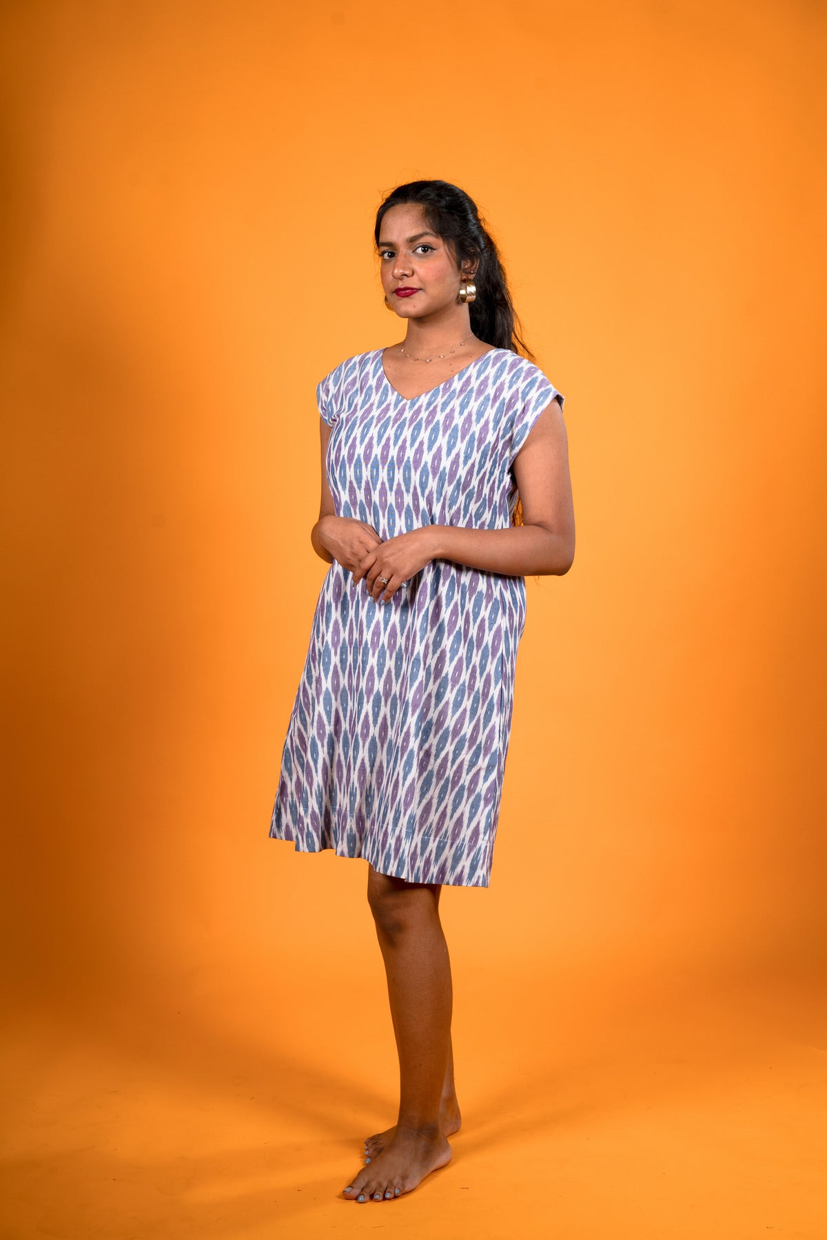 White Ikat Dress - Amber