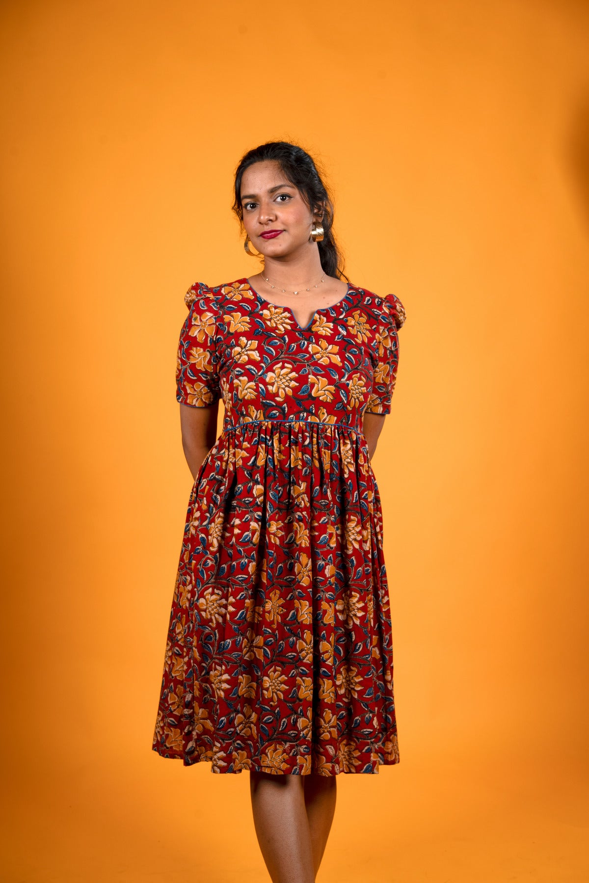 Red Kalamkari Dress - Padmini