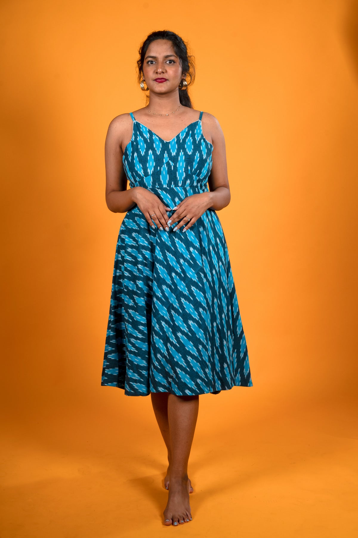 Ikat Blue Dress - Damini