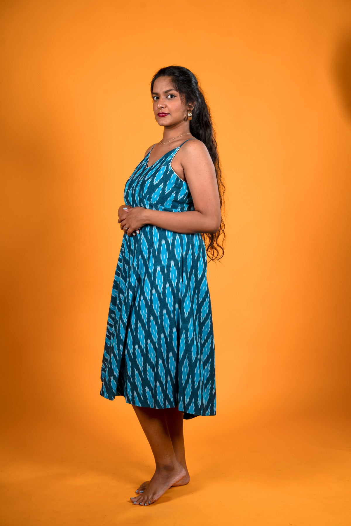 Ikat Blue Dress - Damini