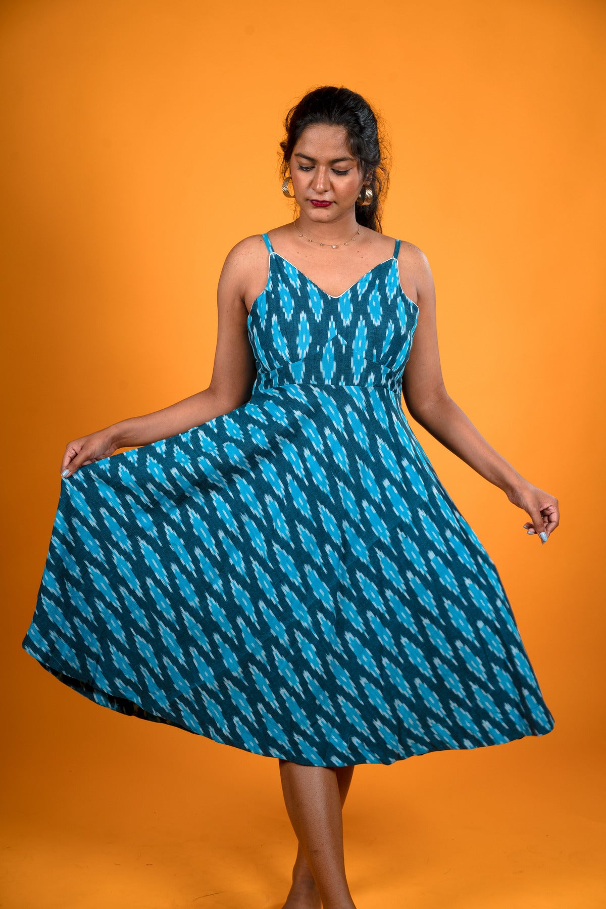 Ikat Blue Dress - Damini