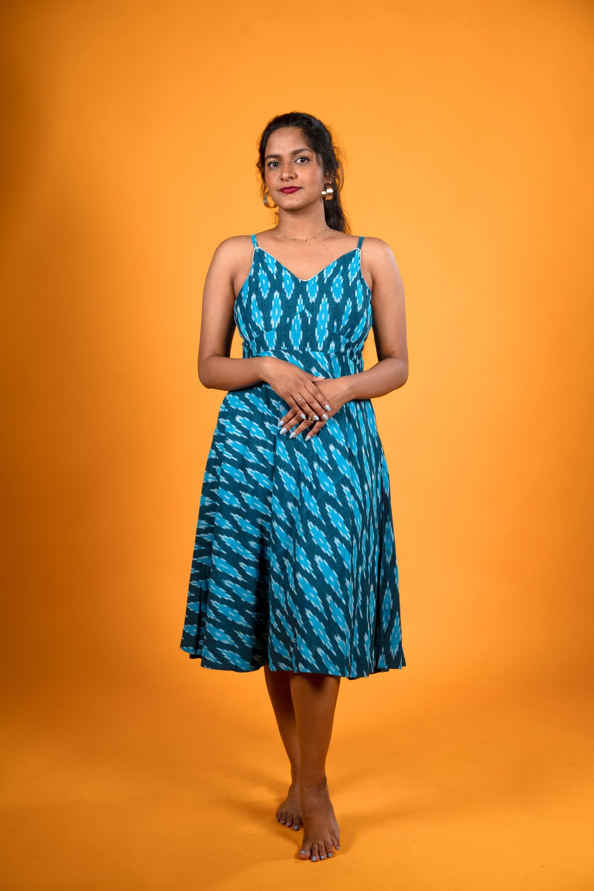 Ikat Blue Dress - Damini