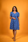 Ikat Blue Dress - Meera