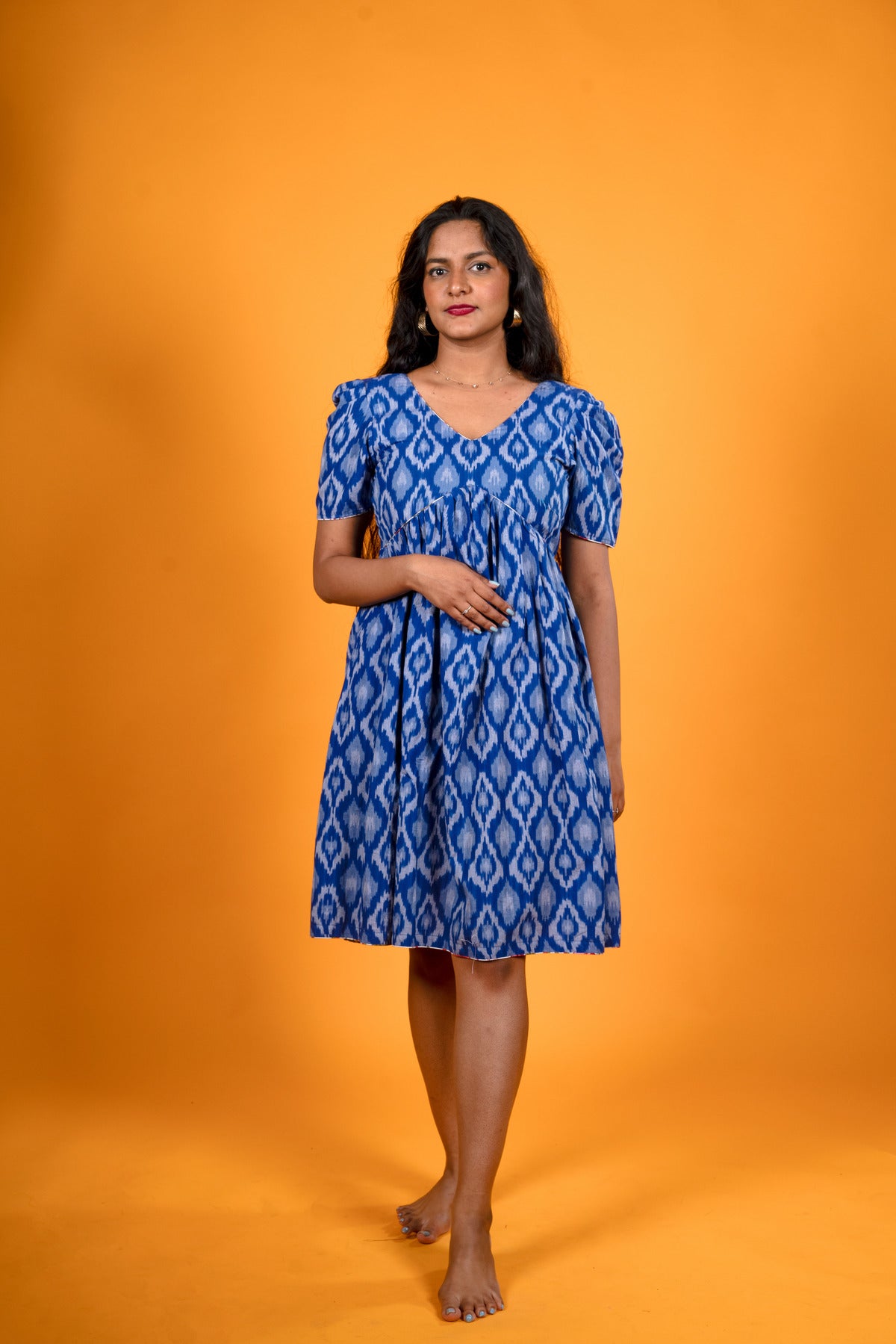 Ikat Blue Dress - Meera