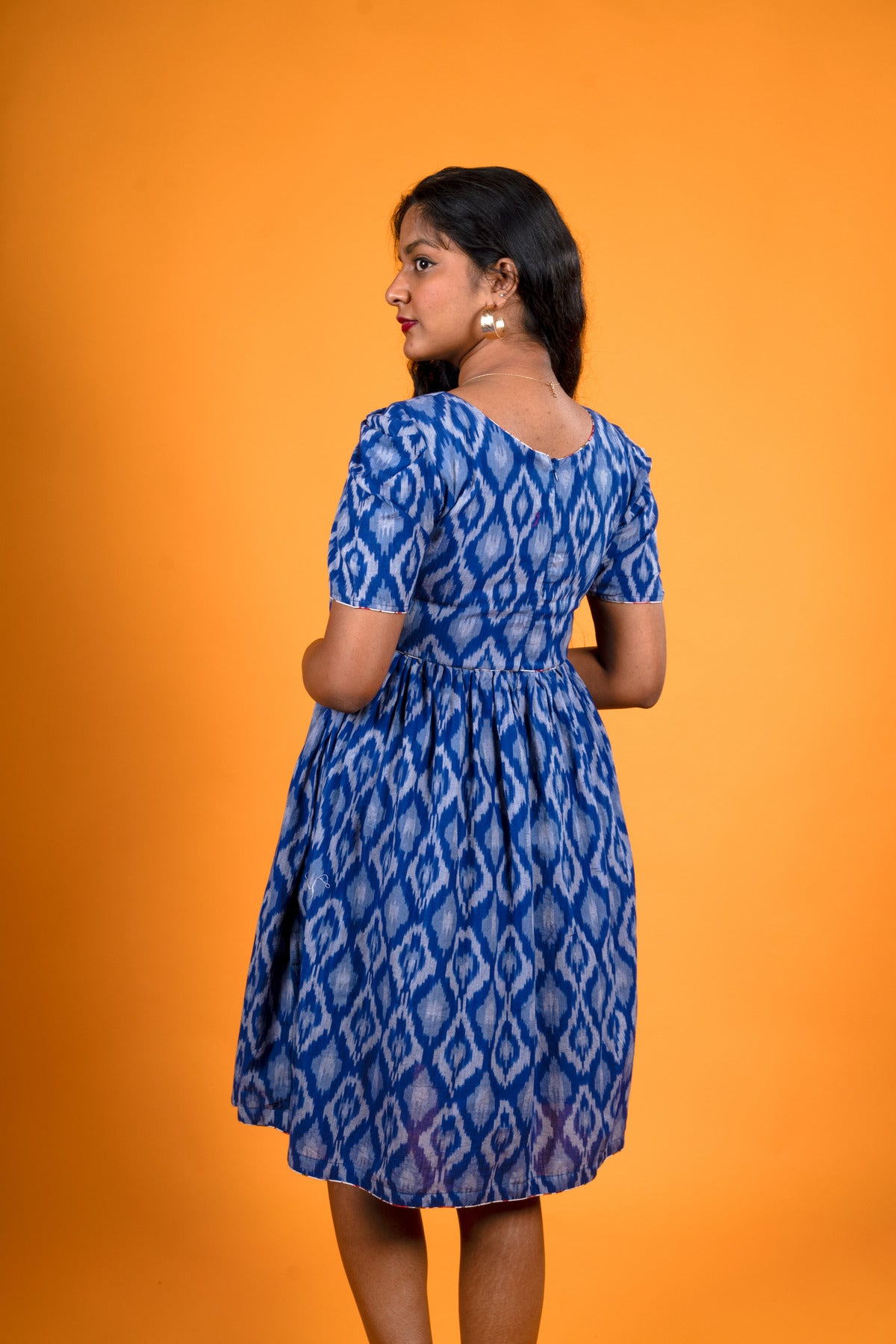 Ikat Blue Dress - Meera