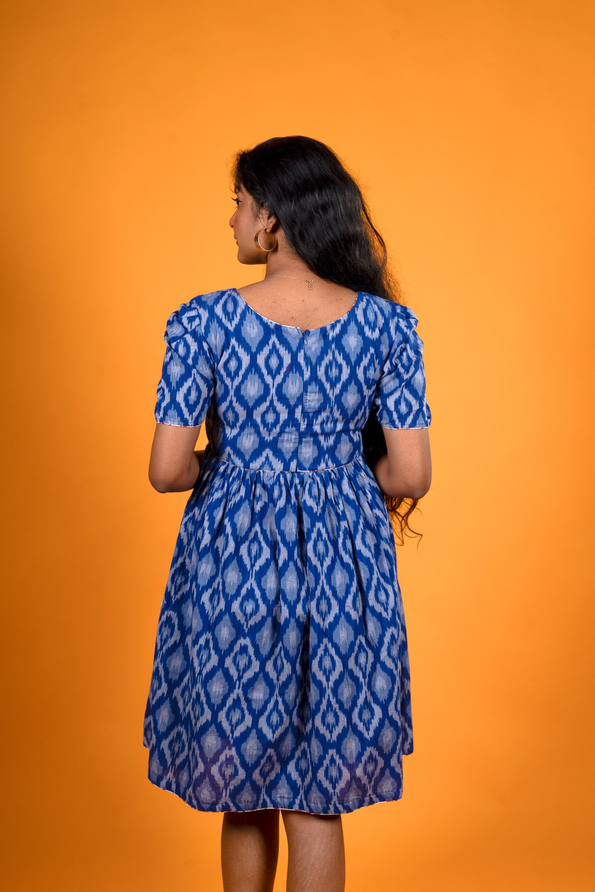 Ikat Blue Dress - Meera