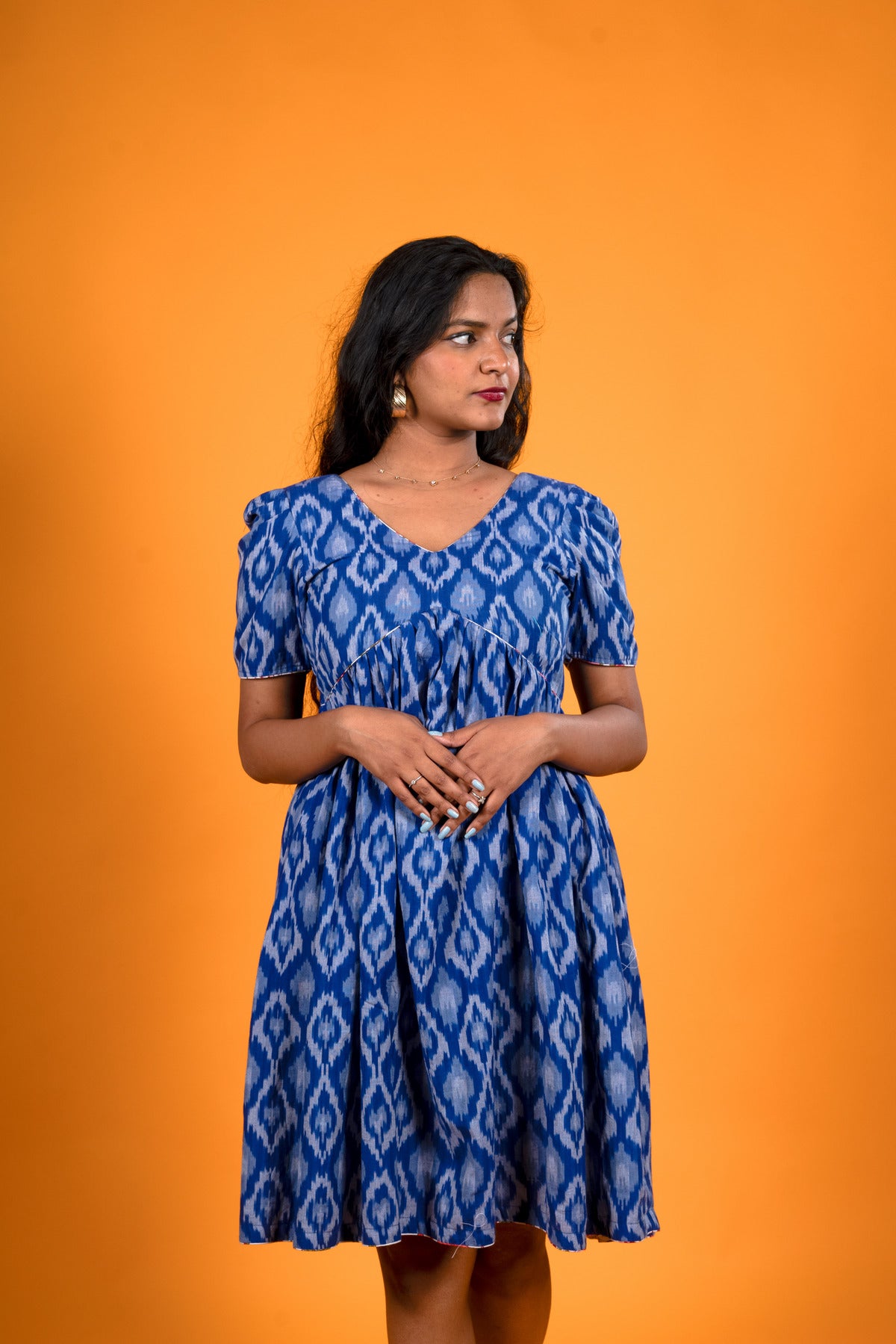 Ikat Blue Dress - Meera