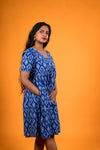 Ikat Blue Dress - Meera