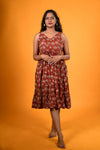 Rustic Red Bagru Print Dress - Neeraja
