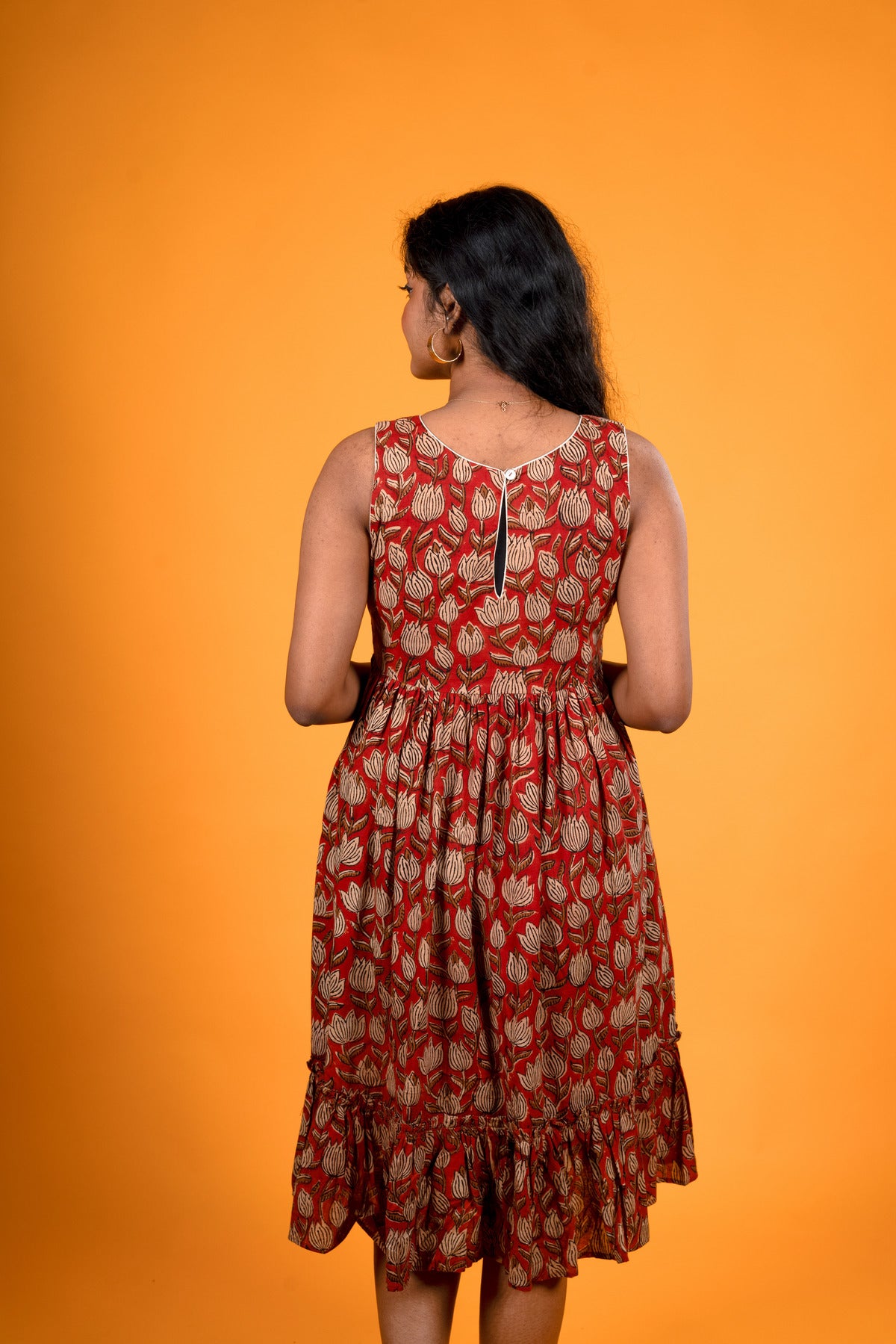 Rustic Red Bagru Print Dress - Neeraja