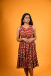 Rustic Red Bagru Print Dress - Neeraja