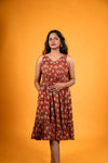 Rustic Red Bagru Print Dress - Neeraja