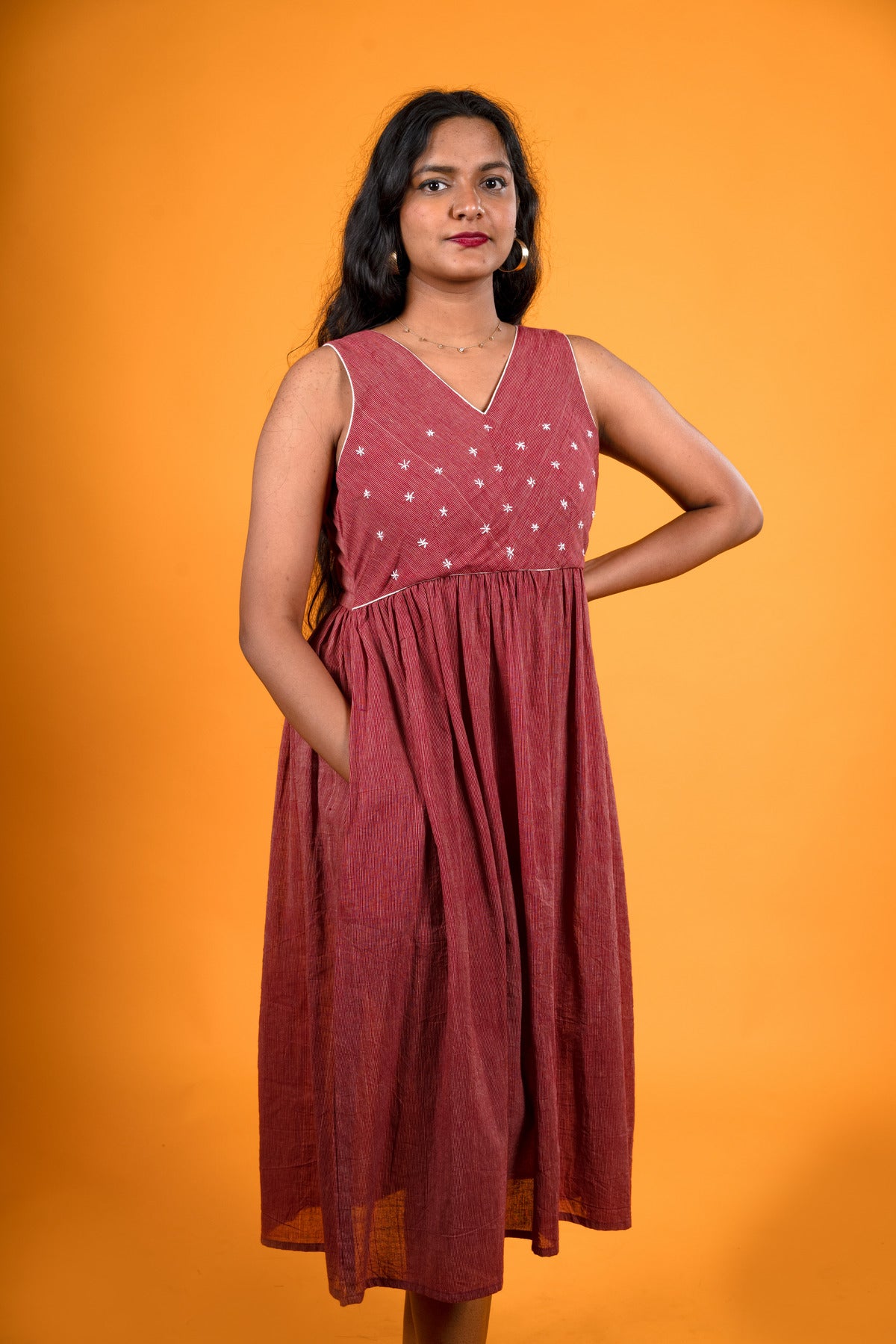 Maroon Khadi Stripes - Ratna Prabha