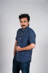 Navy Blue Ikat Short Kurta