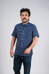 Navy Blue Ikat Short Kurta