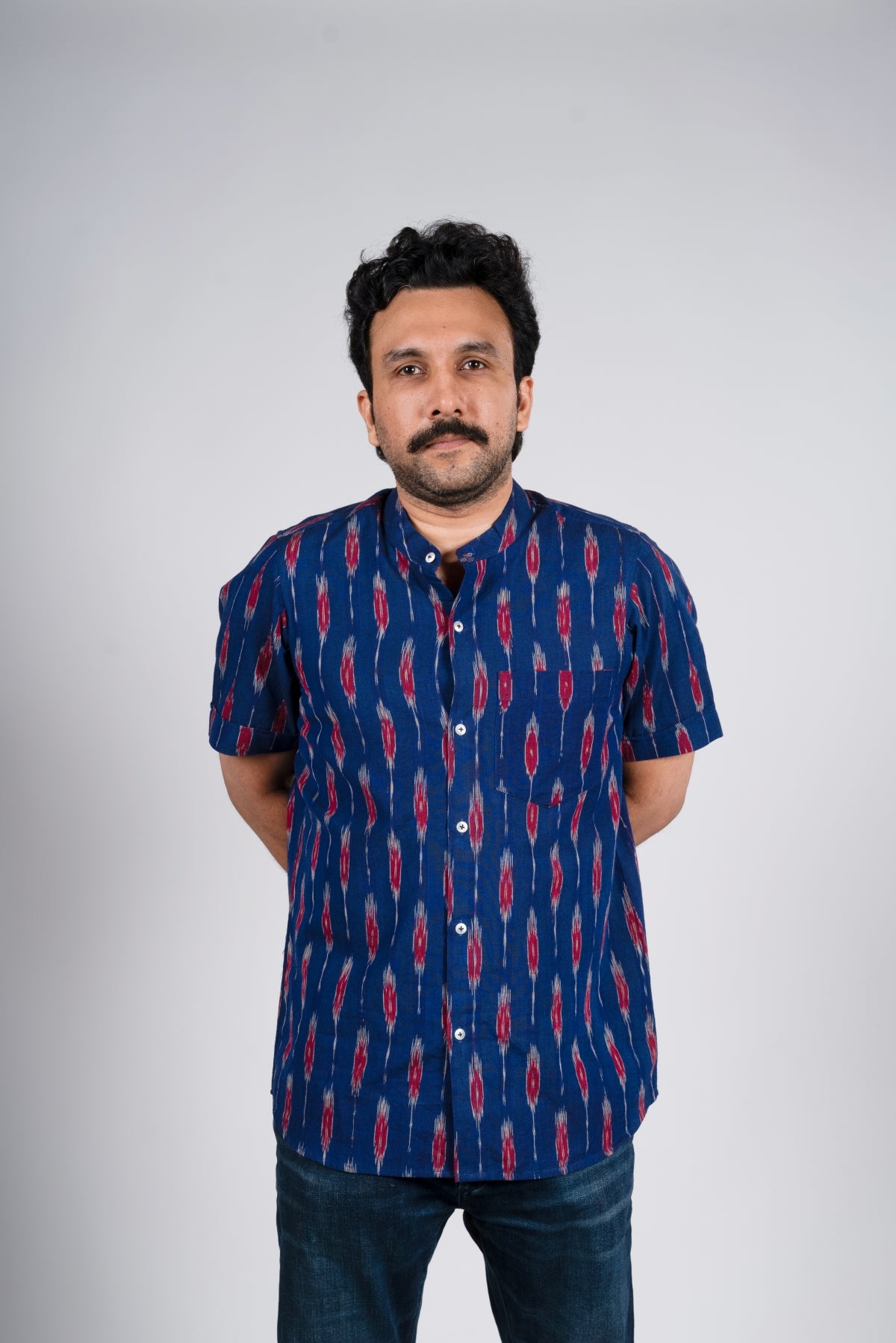 Navy Blue Ikat Short Kurta