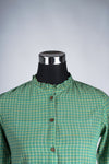 Khadi Olive Green  Shirt - Checks & Ruffles collor