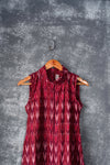Wine Red Ikat Dress - Turtle neck