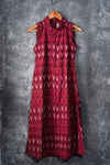 Wine Red Ikat Dress - Turtle neck
