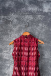 Wine Red Ikat Dress - Turtle neck