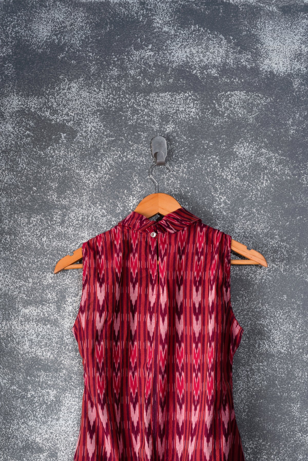 Wine Red Ikat Dress - Turtle neck