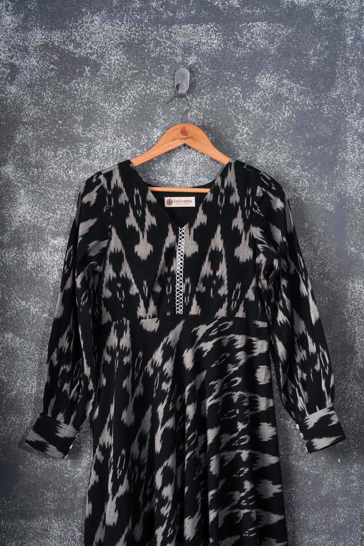 Black ikat Maxi Dress - Sophie