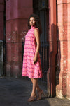 Ikat Pink dress - Turtle neck
