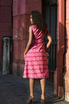 Ikat Pink dress - Turtle neck